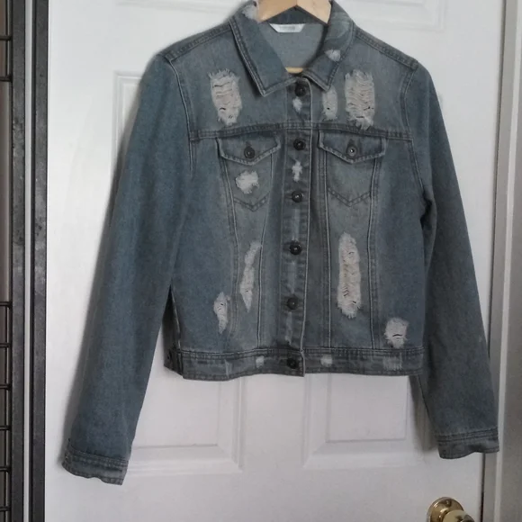 Highway Jeans Distressed Denim Jacket Size L - Picture 4 of 11